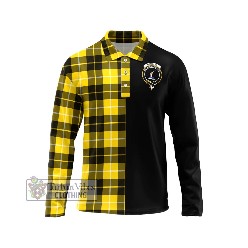 Barclay Dress Modern Tartan Long Sleeve Polo Shirt with Family Crest and Half Of Me Style Unisex - Tartanvibesclothing Shop