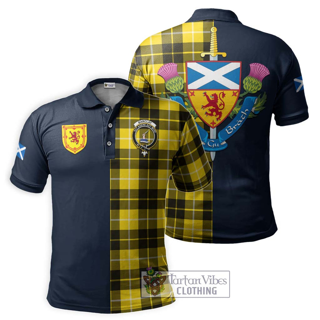 Tartan Vibes Clothing Barclay Dress Modern Tartan Polo Shirt with Scottish Lion Royal Arm Half Style