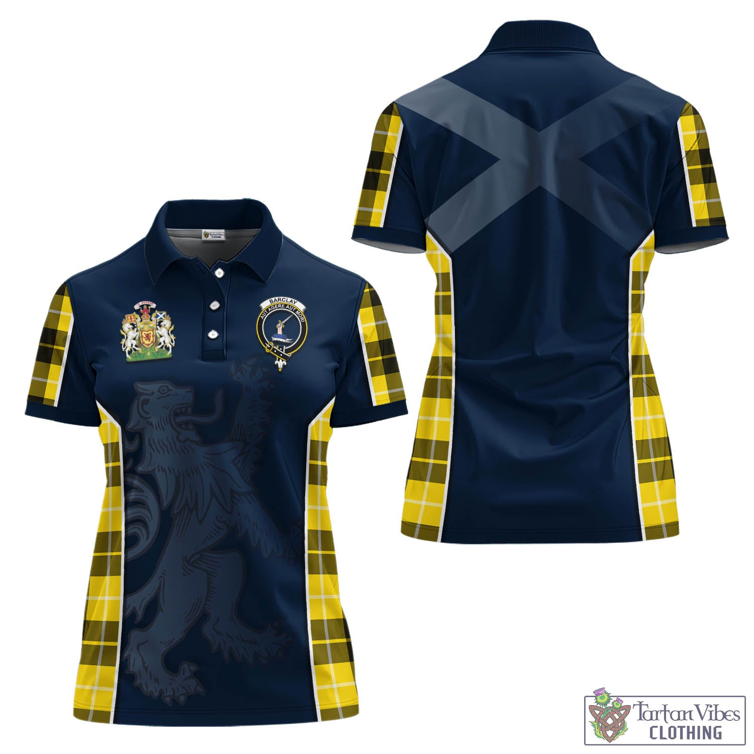 Tartan Vibes Clothing Barclay Dress Modern Tartan Women's Polo Shirt with Family Crest and Lion Rampant Vibes Sport Style