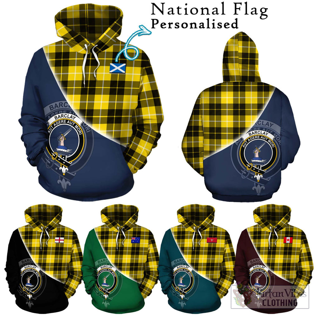 Barclay Dress Modern Tartan Hoodie with Personalised National Flag and Family Crest Half Style Zip Hoodie - Tartanvibesclothing Shop