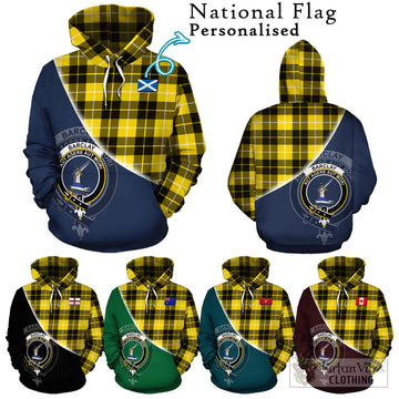 Barclay Dress Modern Tartan Hoodie with Personalised National Flag and Family Crest Half Style