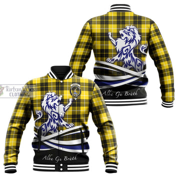 Barclay Dress Modern Tartan Baseball Jacket with Alba Gu Brath Regal Lion Emblem