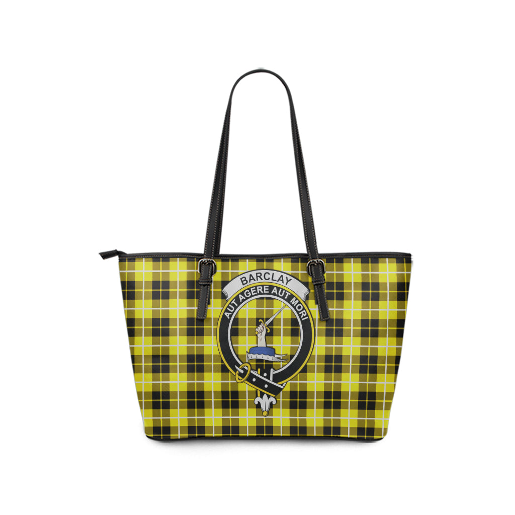 Barclay Dress Modern Tartan Leather Tote Bag with Family Crest - Tartanvibesclothing