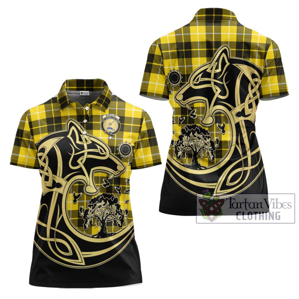 Barclay Dress Modern Tartan Women's Polo Shirt with Family Crest Celtic Wolf Style Women - Tartanvibesclothing Shop