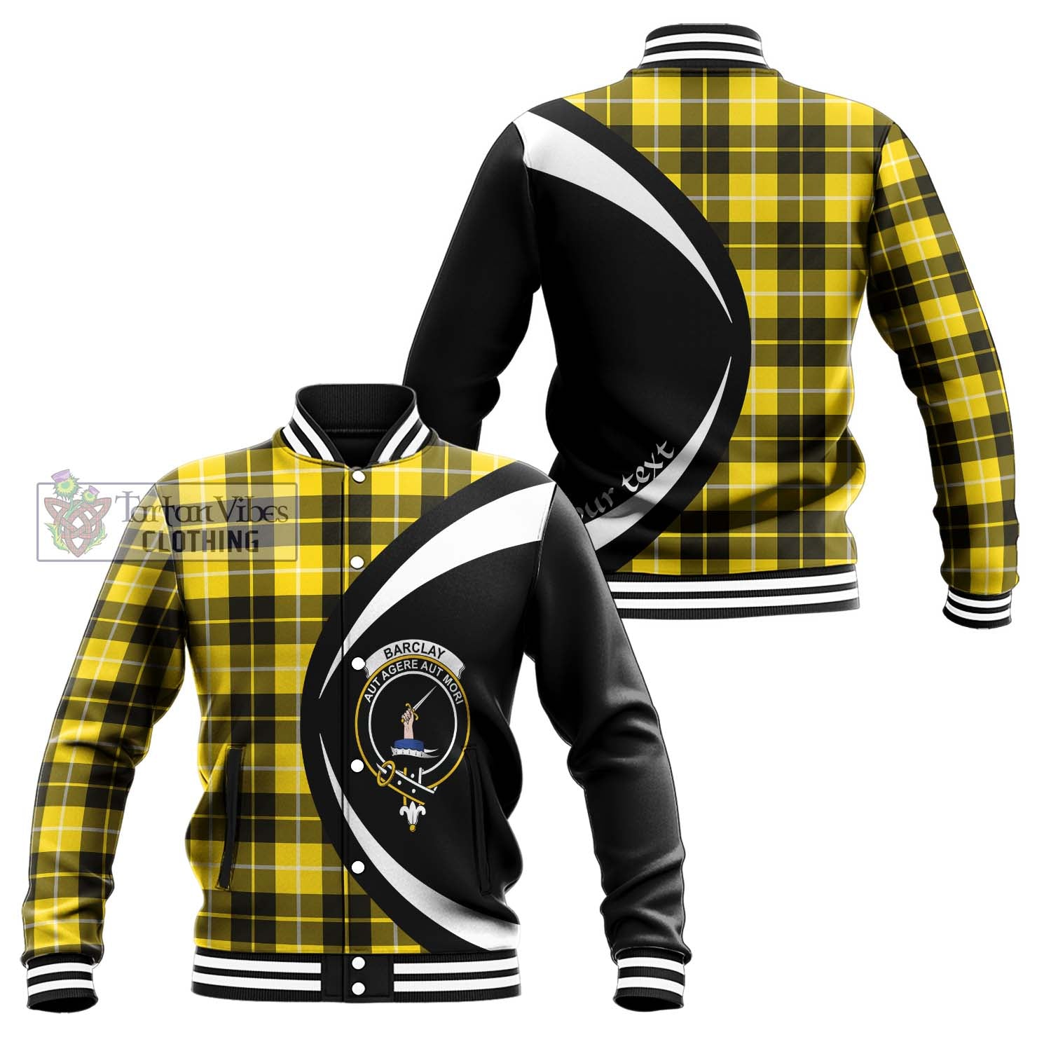 Barclay Dress Modern Tartan Baseball Jacket with Family Crest Circle Style Unisex - Tartan Vibes Clothing