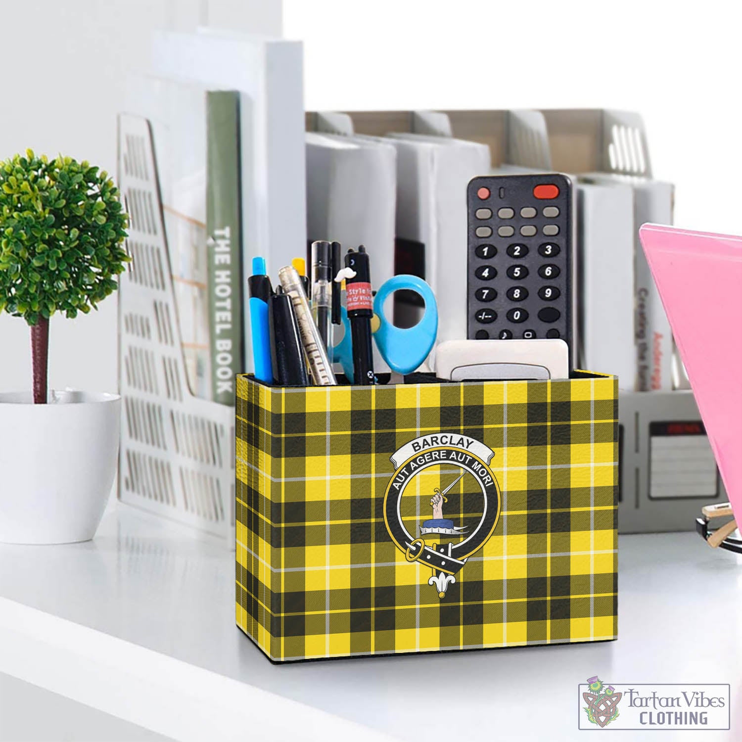 Tartan Vibes Clothing Barclay Dress Modern Tartan Pen Holder with Family Crest