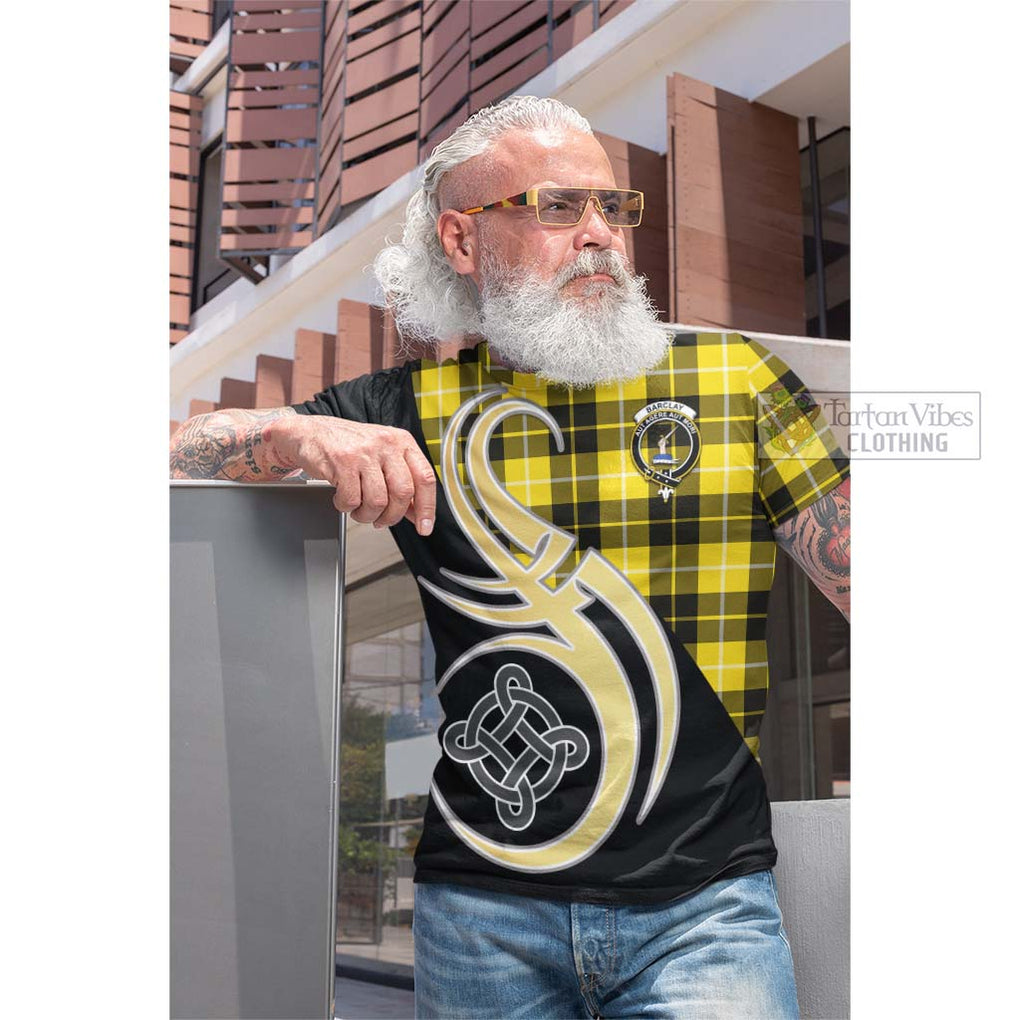 Tartan Vibes Clothing Barclay Dress Modern Tartan Cotton T-shirt with Family Crest and Celtic Symbol Style