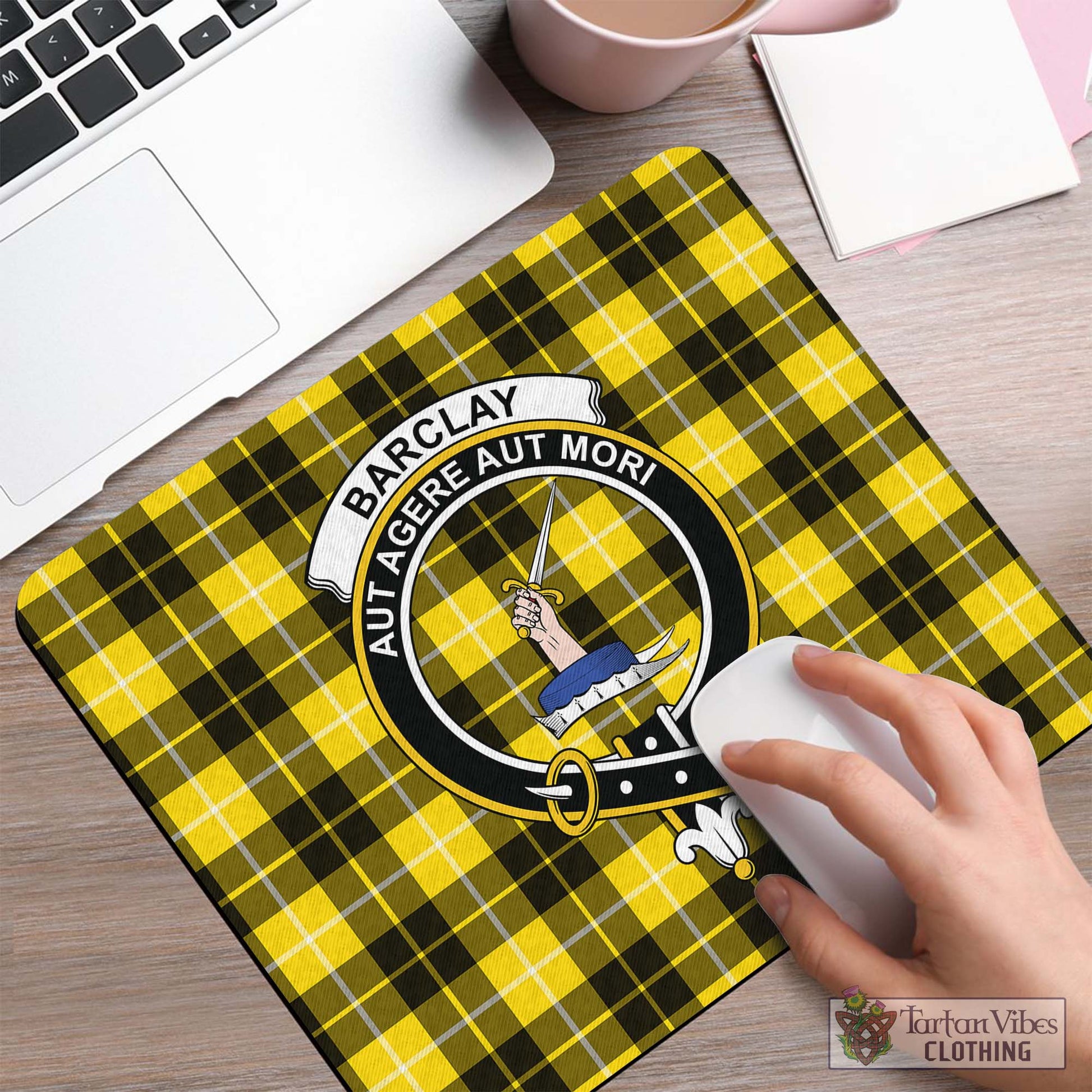 Tartan Vibes Clothing Barclay Dress Modern Tartan Mouse Pad with Family Crest