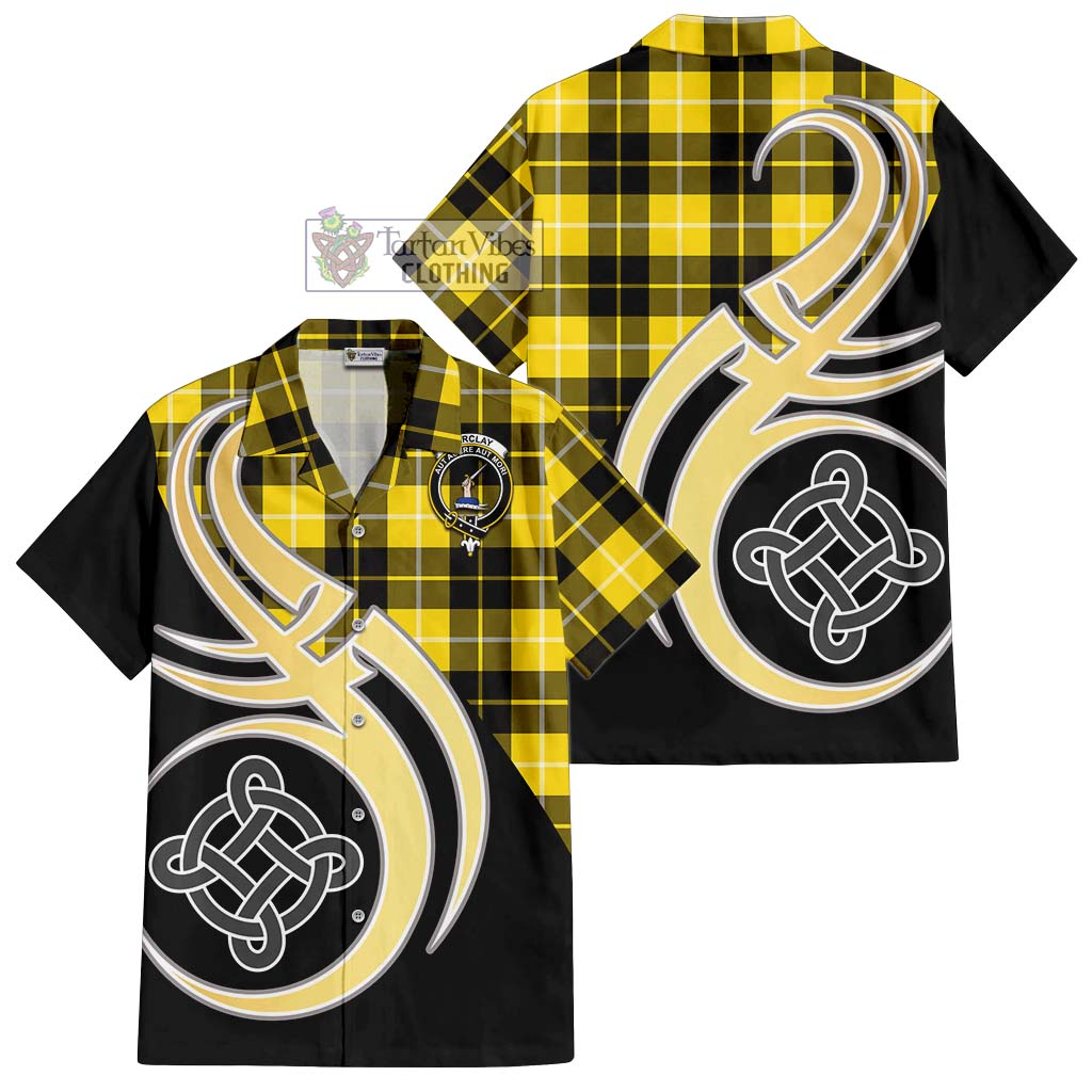 Barclay Dress Modern Tartan Short Sleeve Button Shirt with Family Crest and Celtic Symbol Style - Tartan Vibes Clothing