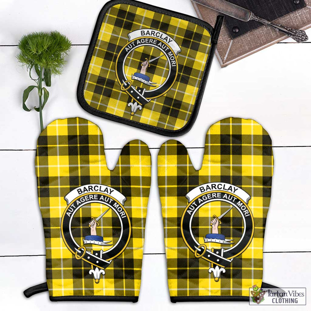 Barclay Dress Modern Tartan Combo Oven Mitt & Pot-Holder with Family Crest Combo 1 Oven Mitt & 1 Pot-Holder Black - Tartan Vibes Clothing