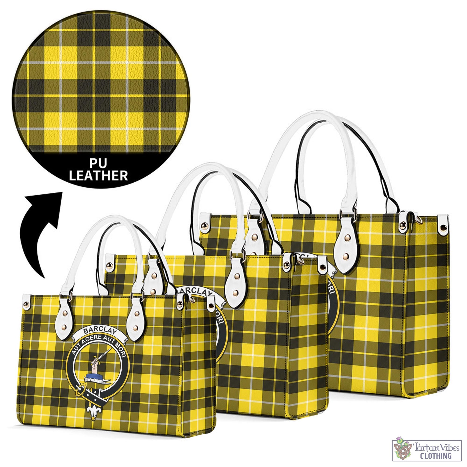 Tartan Vibes Clothing Barclay Dress Modern Tartan Luxury Leather Handbags with Family Crest