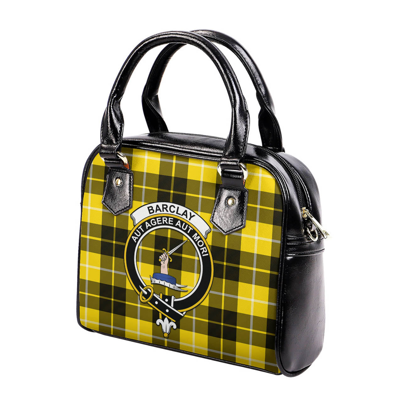 Barclay Dress Modern Tartan Shoulder Handbags with Family Crest - Tartanvibesclothing