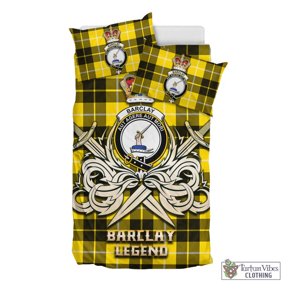 Tartan Vibes Clothing Barclay Dress Modern Tartan Bedding Set with Clan Crest and the Golden Sword of Courageous Legacy