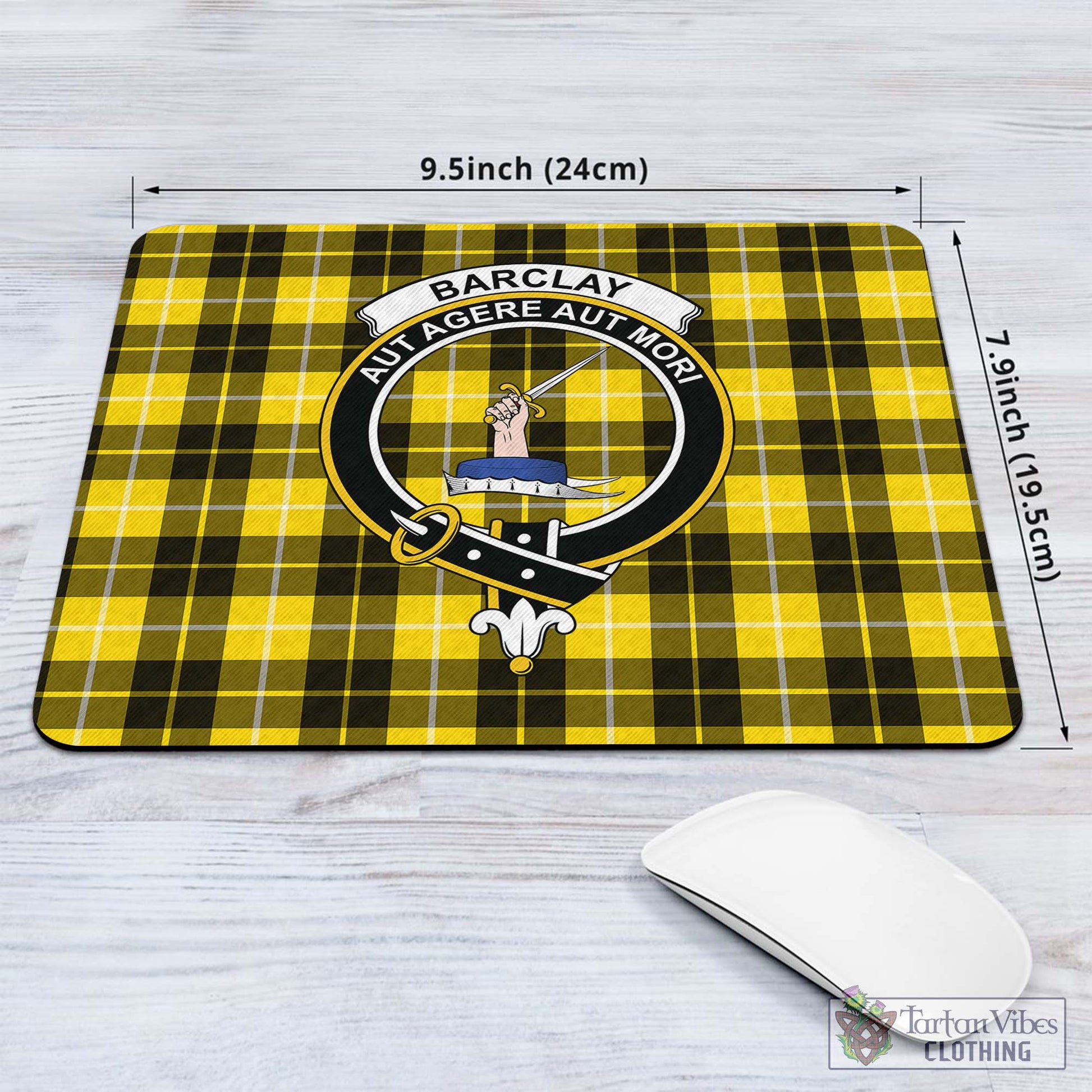 Tartan Vibes Clothing Barclay Dress Modern Tartan Mouse Pad with Family Crest