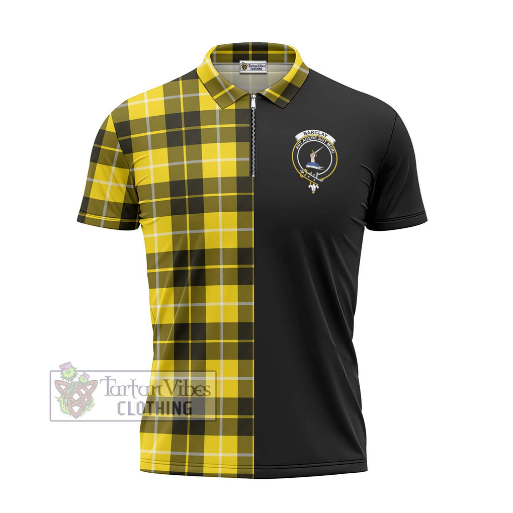 Barclay Dress Modern Tartan Zipper Polo Shirt with Family Crest and Half Of Me Style - Tartanvibesclothing Shop