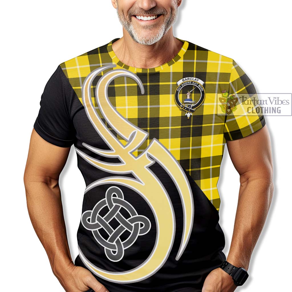 Tartan Vibes Clothing Barclay Dress Modern Tartan T-Shirt with Family Crest and Celtic Symbol Style