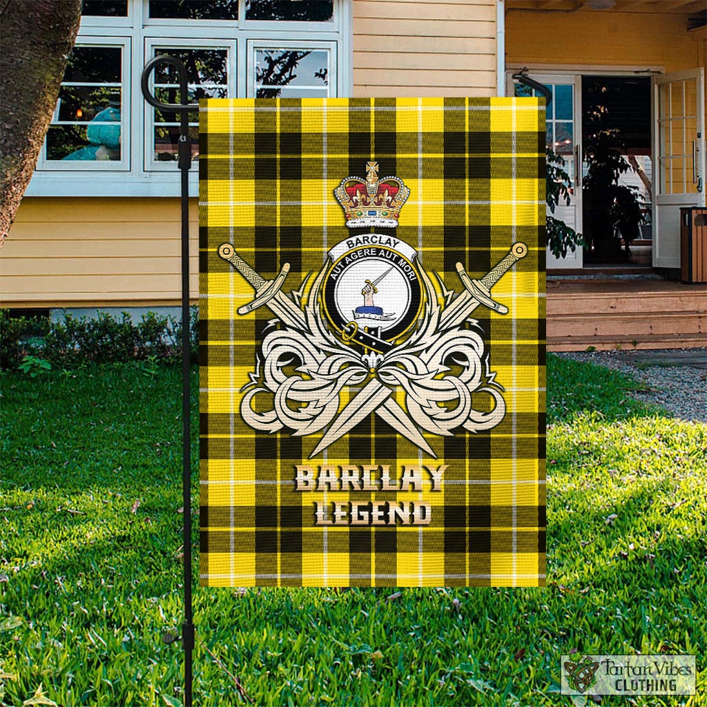 Tartan Vibes Clothing Barclay Dress Modern Tartan Flag with Clan Crest and the Golden Sword of Courageous Legacy