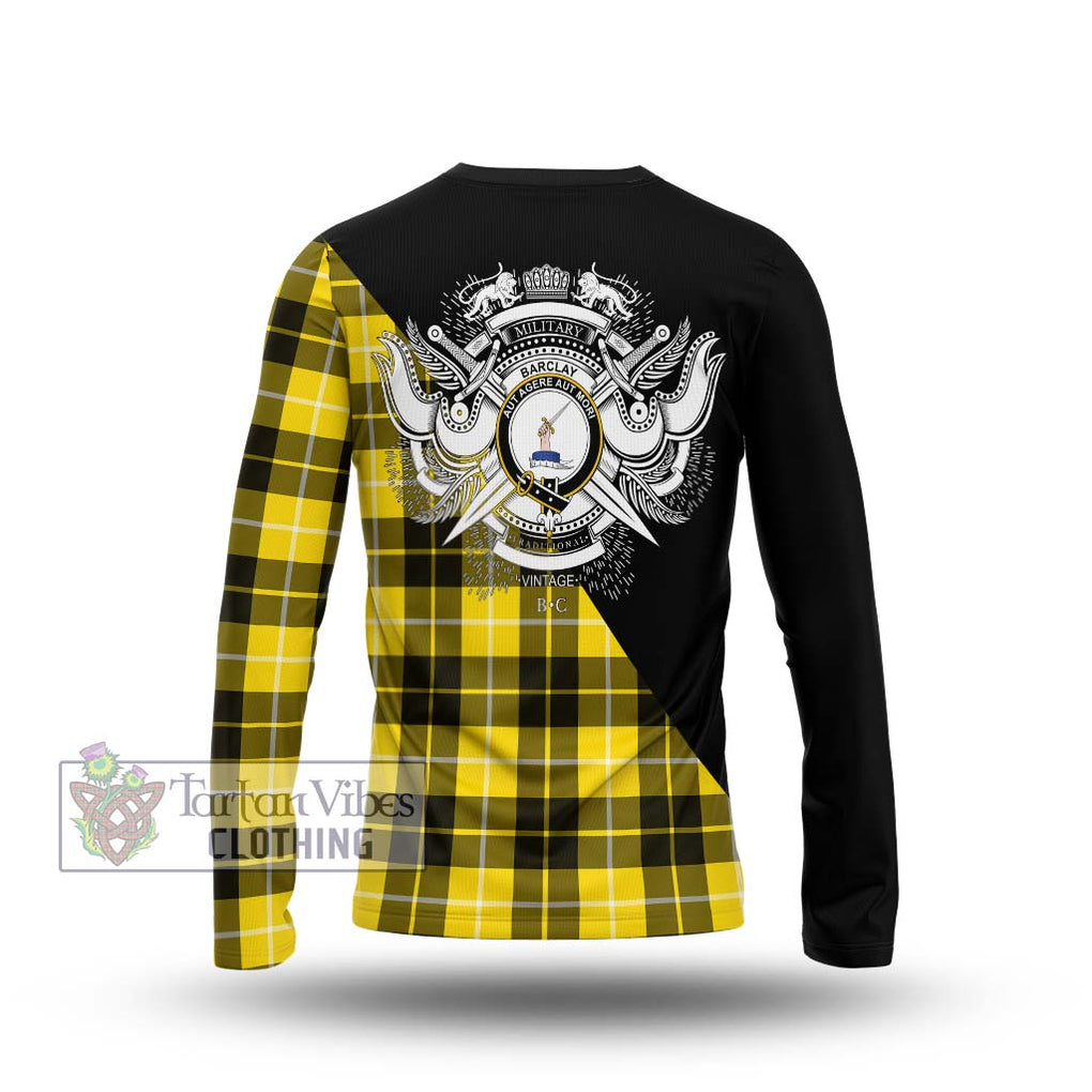 Barclay Dress Modern Tartan Long Sleeve T-Shirt with Family Crest and Military Logo Style - Tartanvibesclothing Shop