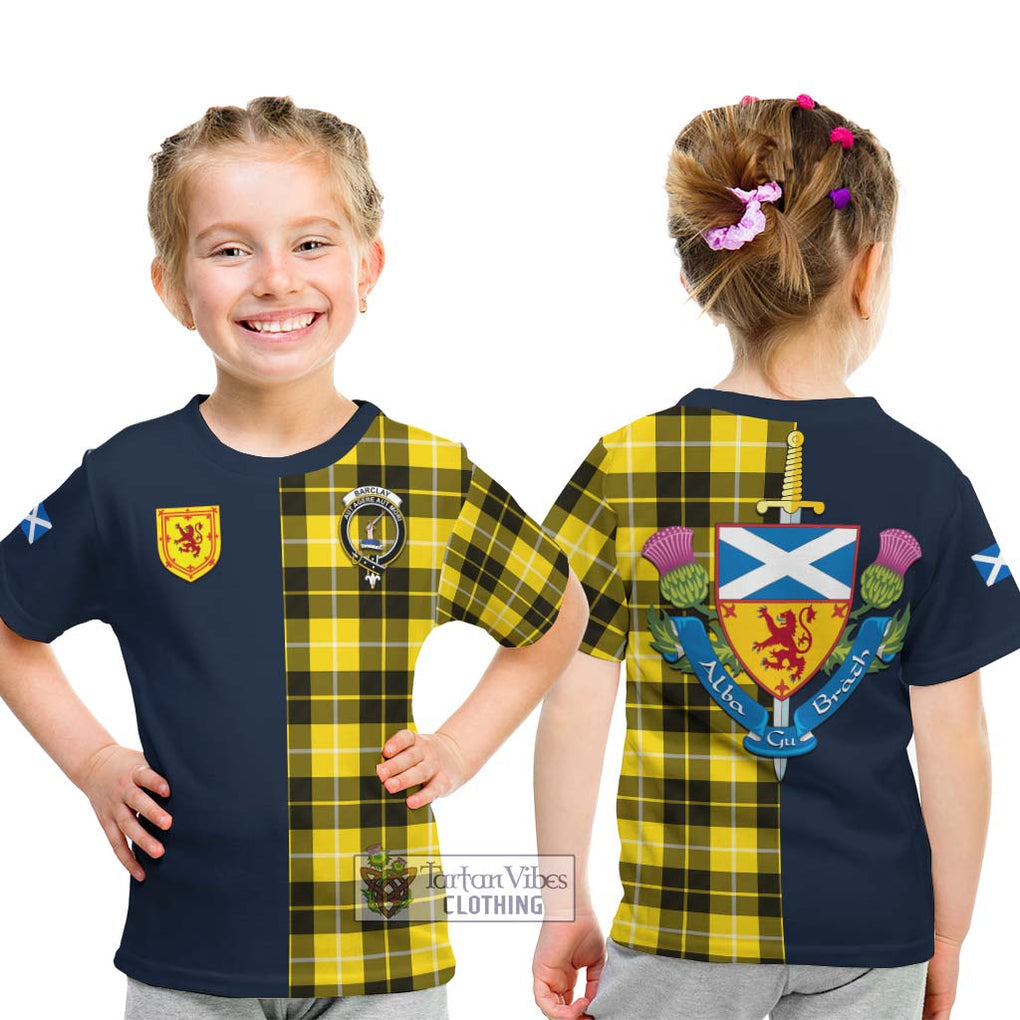 Tartan Vibes Clothing Barclay Dress Modern Tartan Kid T-Shirt with Scottish Lion Royal Arm Half Style