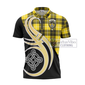 Barclay Dress Modern Tartan Zipper Polo Shirt with Family Crest and Celtic Symbol Style