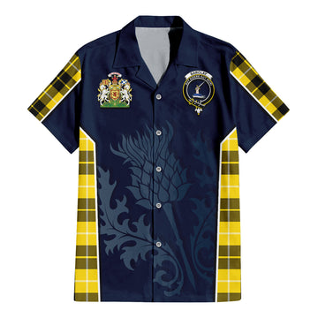 Barclay Dress Modern Tartan Short Sleeve Button Up Shirt with Family Crest and Scottish Thistle Vibes Sport Style