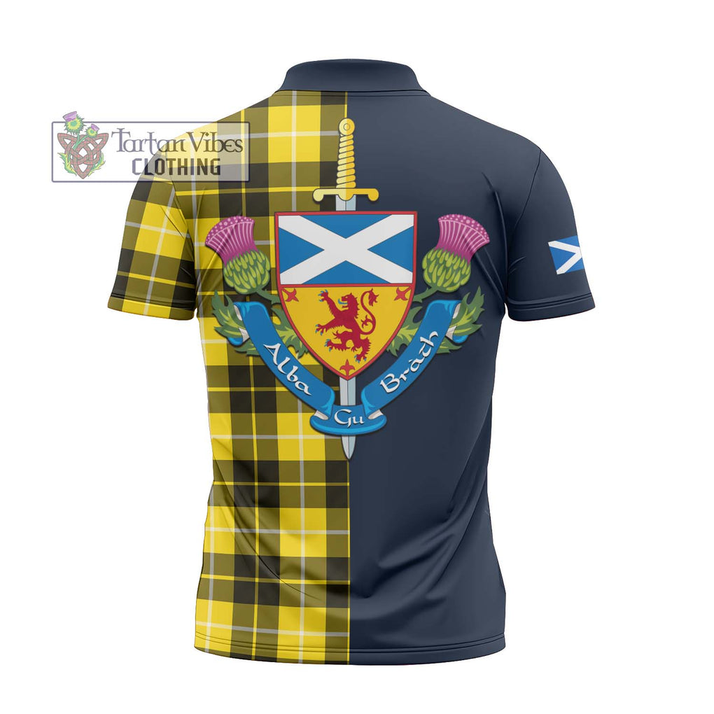 Tartan Vibes Clothing Barclay Dress Modern Tartan Zipper Polo Shirt with Scottish Lion Royal Arm Half Style