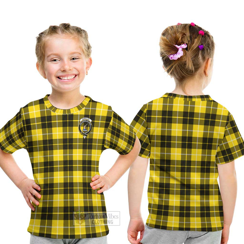 Barclay Dress Modern Tartan Kid T-Shirt with Family Crest - Tartanvibesclothing Shop