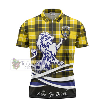 Barclay Dress Modern Tartan Zipper Polo Shirt with Alba Gu Brath Regal Lion Emblem