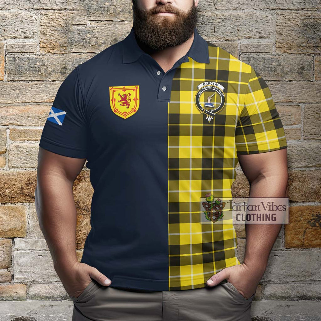 Tartan Vibes Clothing Barclay Dress Modern Tartan Polo Shirt with Scottish Lion Royal Arm Half Style