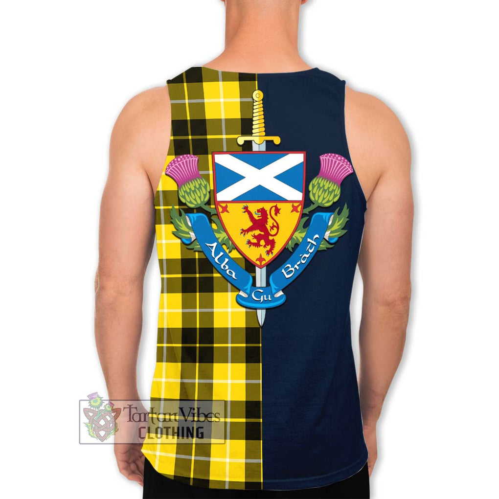 Tartan Vibes Clothing Barclay Dress Modern Tartan Men's Tank Top with Scottish Lion Royal Arm Half Style