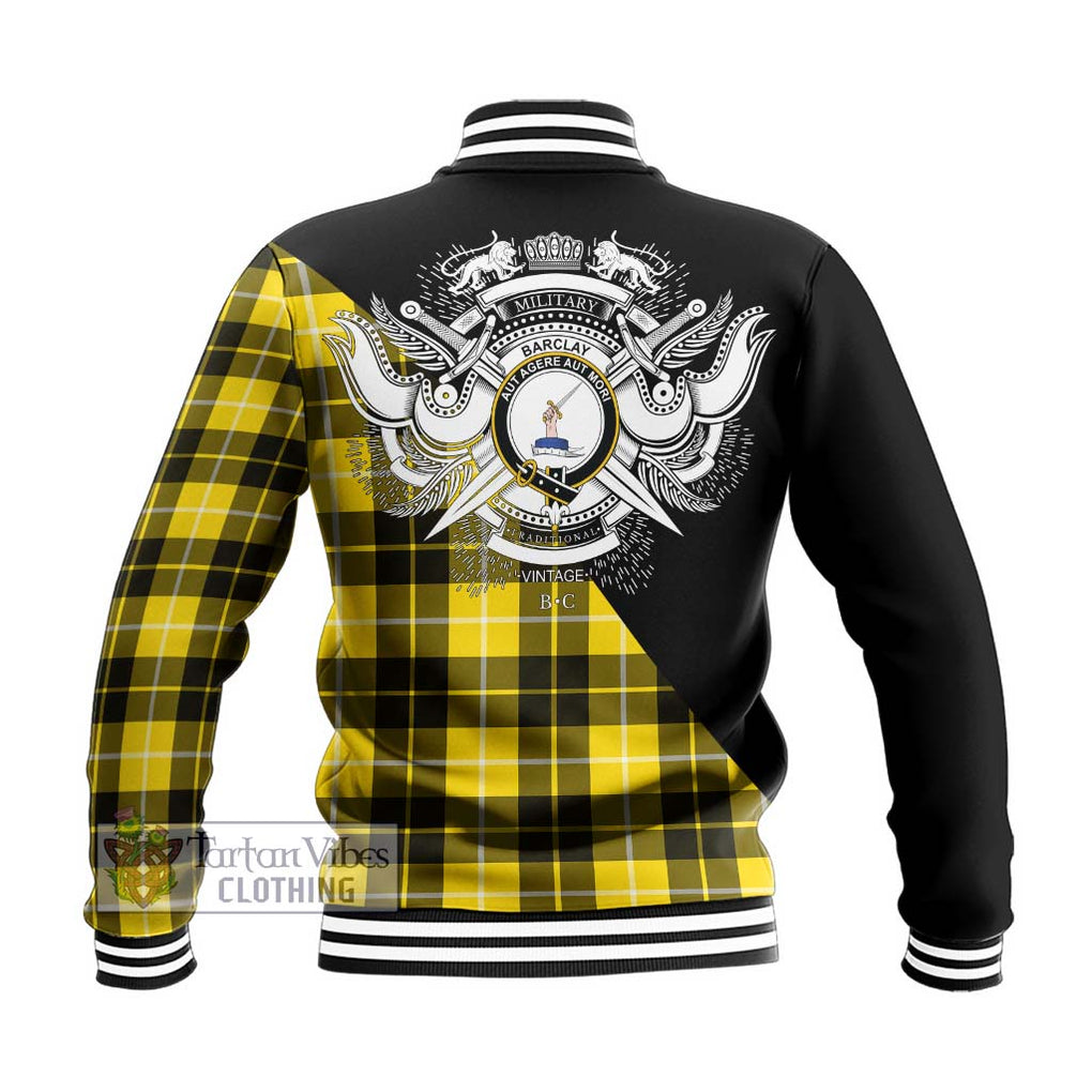 Barclay Dress Modern Tartan Baseball Jacket with Family Crest and Military Logo Style - Tartanvibesclothing Shop