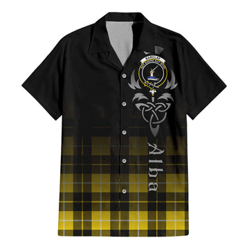 Barclay Dress Modern Tartan Short Sleeve Button Up Shirt Featuring Alba Gu Brath Family Crest Celtic Inspired