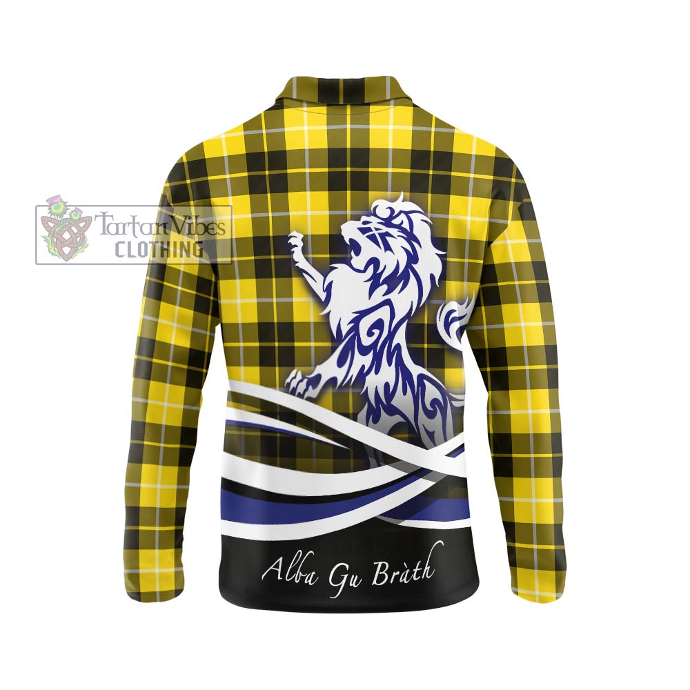 Barclay Dress Modern Tartan Long Sleeve Polo Shirt with Alba Gu Brath Regal Lion Emblem - Tartanvibesclothing Shop