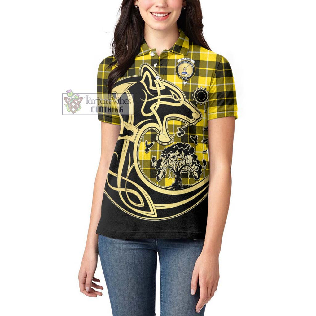 Barclay Dress Modern Tartan Women's Polo Shirt with Family Crest Celtic Wolf Style - Tartanvibesclothing Shop