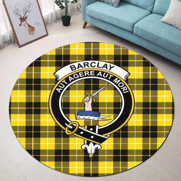 Barclay Dress Modern Tartan Round Rug with Family Crest