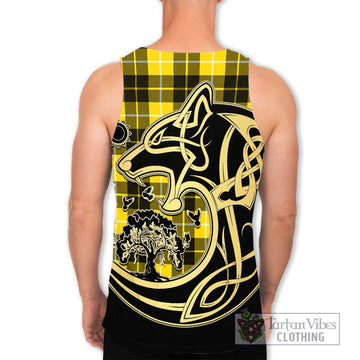 Barclay Dress Modern Tartan Men's Tank Top with Family Crest Celtic Wolf Style