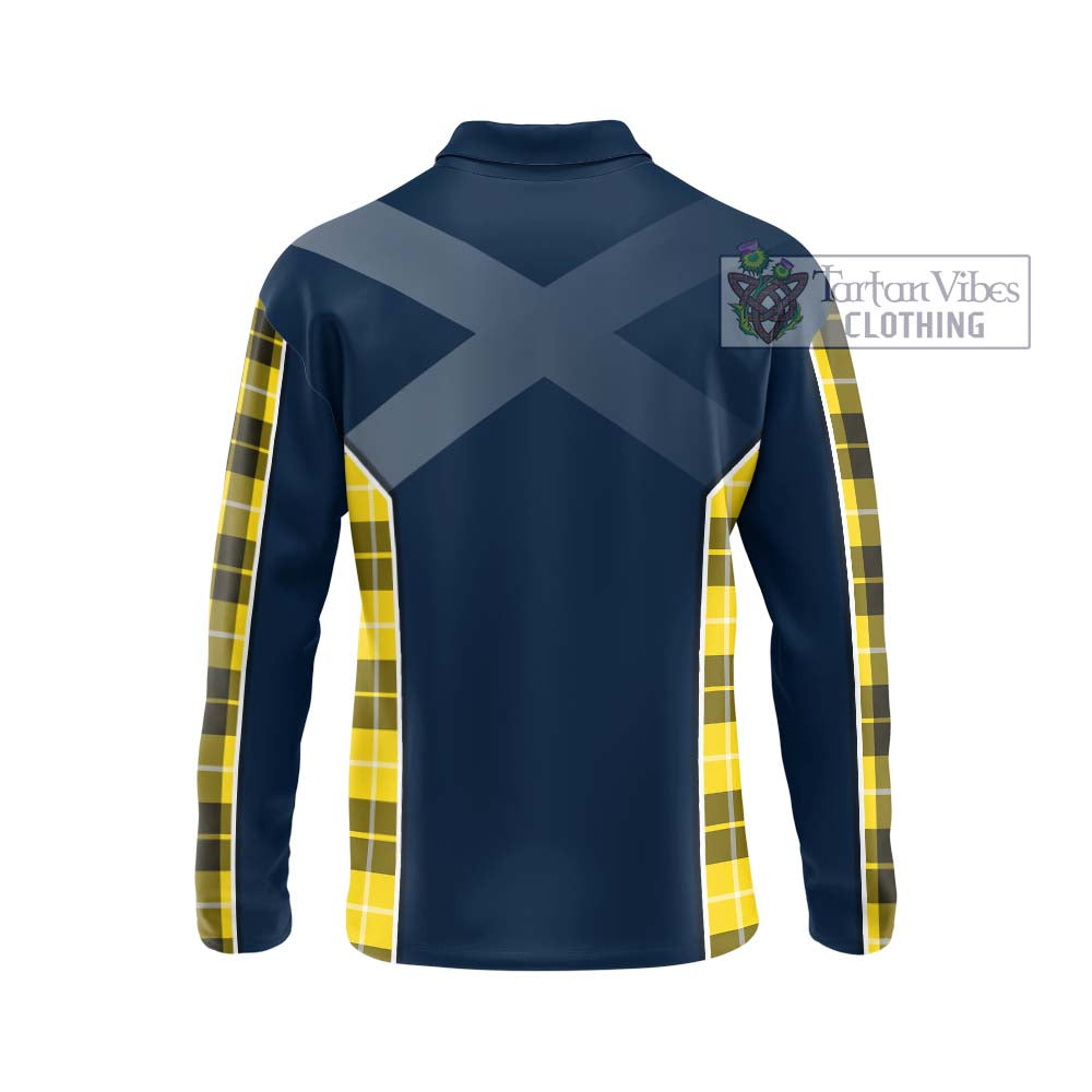 Barclay Dress Modern Tartan Long Sleeve Polo Shirt with Family Crest and Lion Rampant Vibes Sport Style - Tartan Vibes Clothing