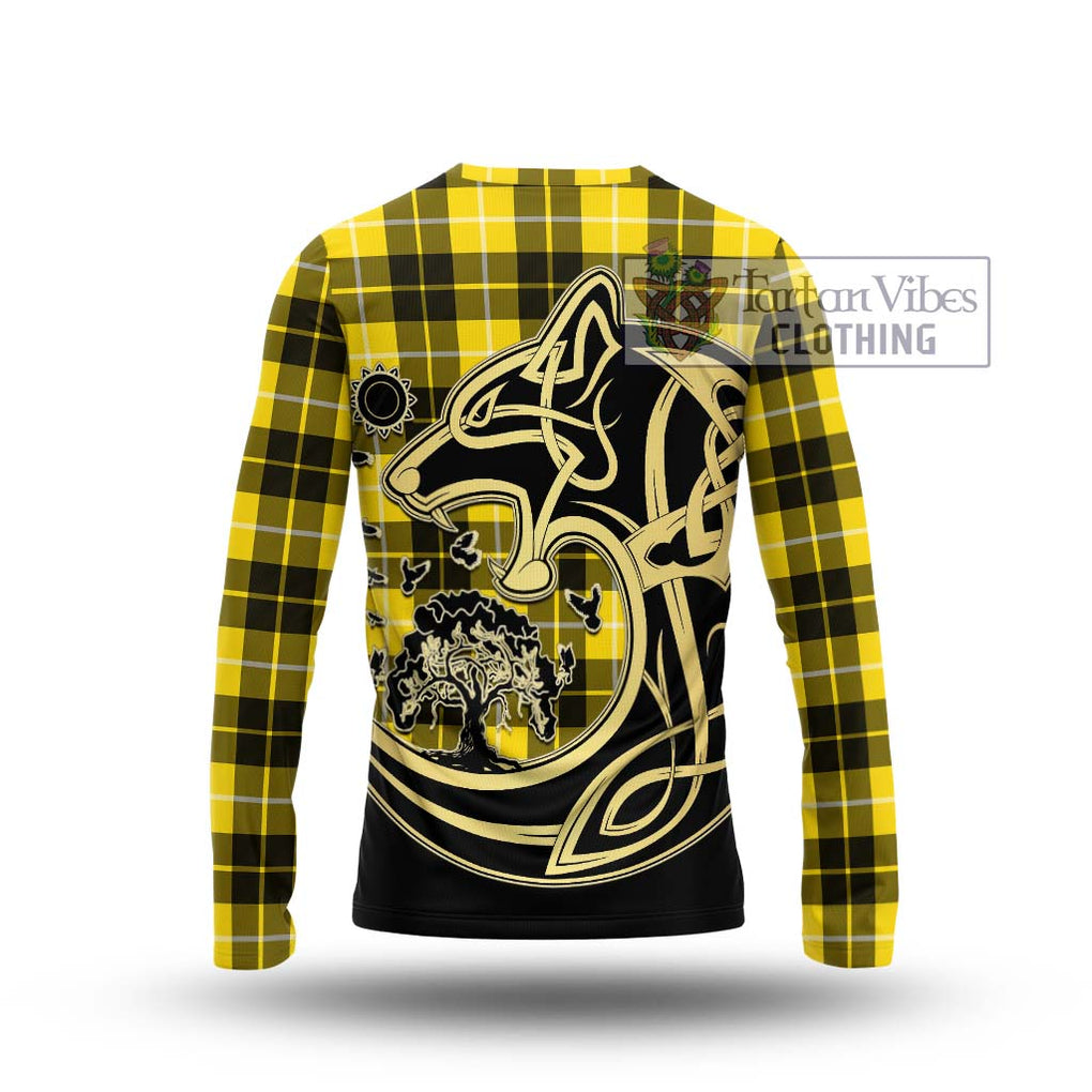 Barclay Dress Modern Tartan Long Sleeve T-Shirt with Family Crest Celtic Wolf Style - Tartan Vibes Clothing