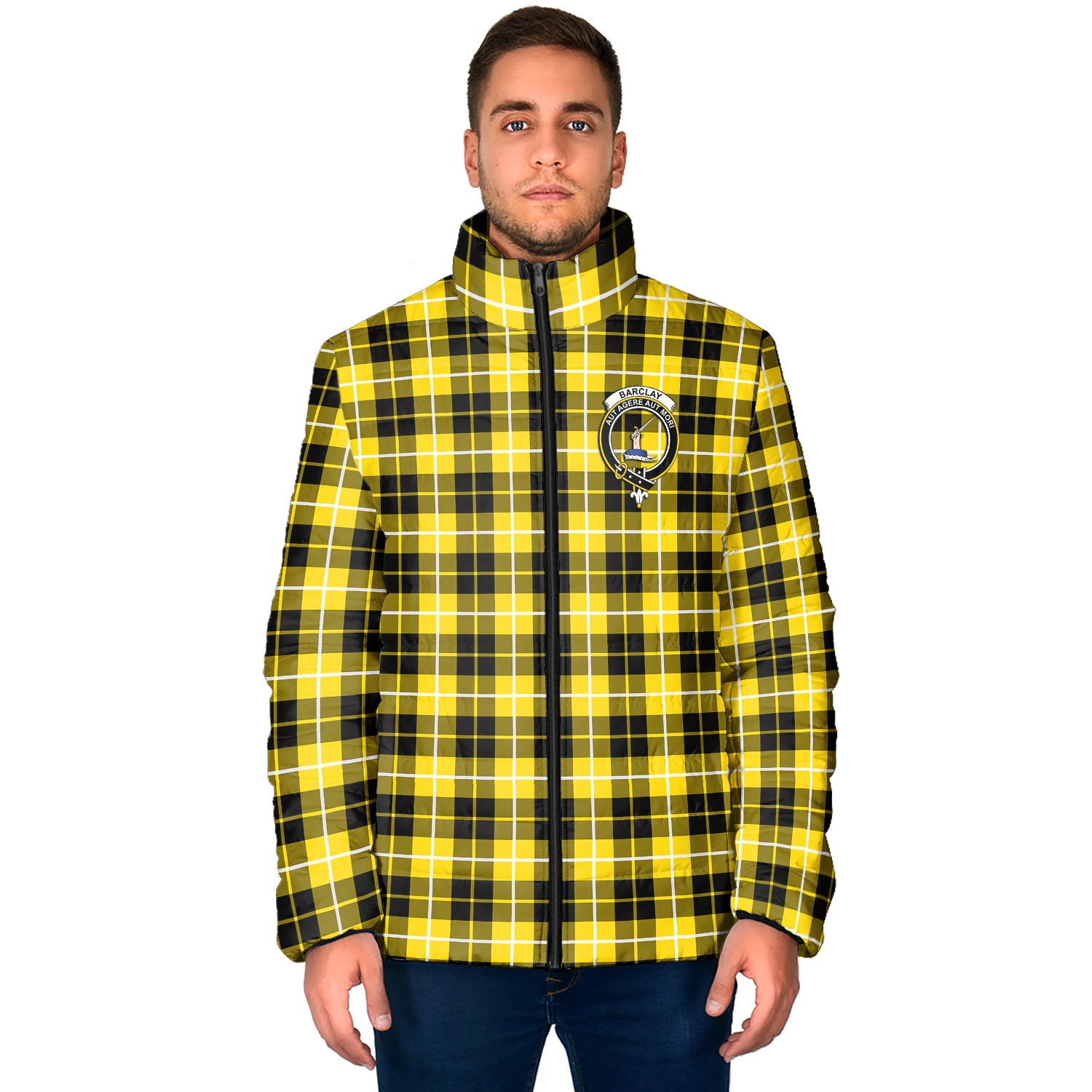 Barclay Dress Modern Tartan Padded Jacket with Family Crest - Tartan Vibes Clothing