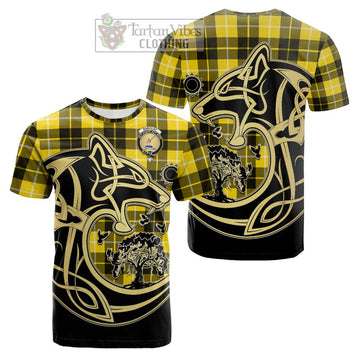 Barclay Dress Modern Tartan Cotton T-shirt with Family Crest Celtic Wolf Style