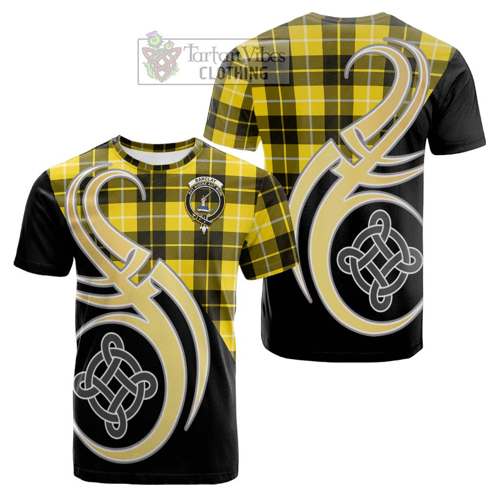 Tartan Vibes Clothing Barclay Dress Modern Tartan Cotton T-shirt with Family Crest and Celtic Symbol Style