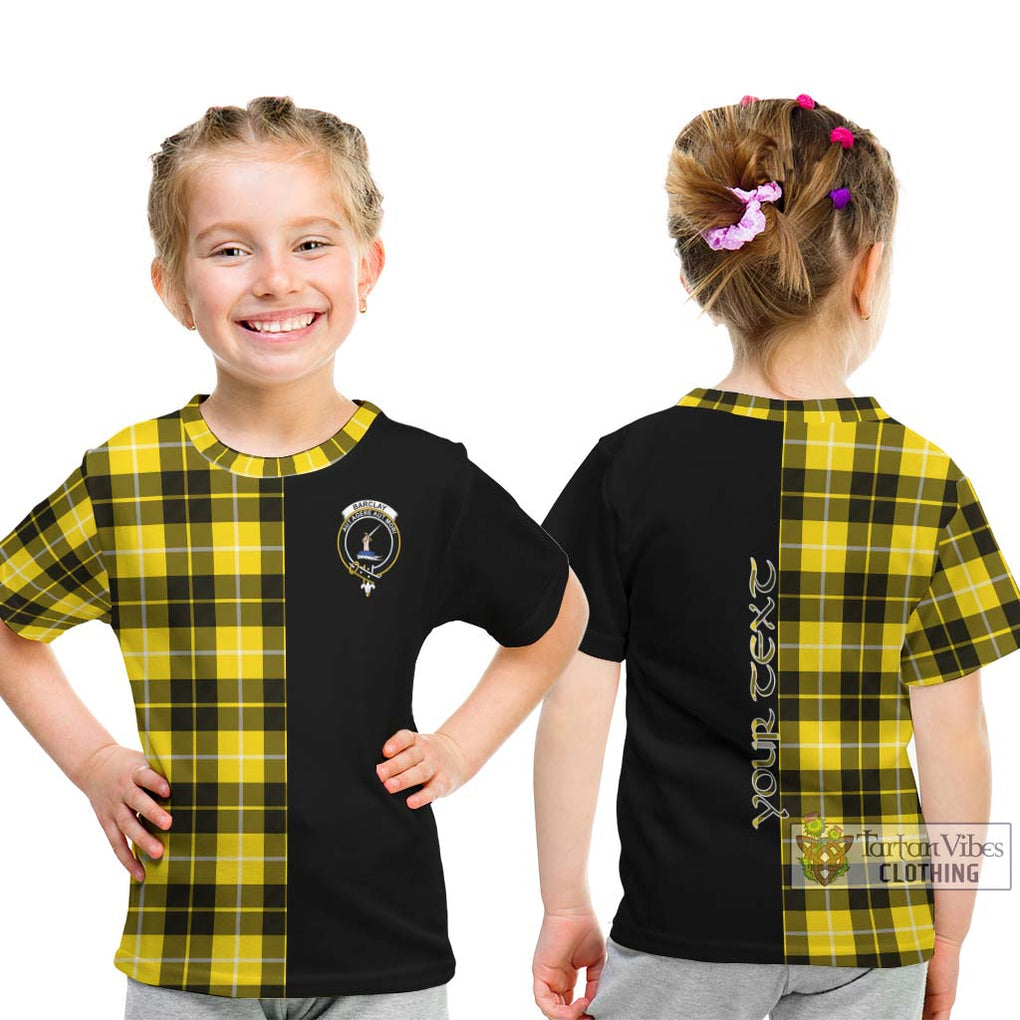 Barclay Dress Modern Tartan Kid T-Shirt with Family Crest and Half Of Me Style - Tartanvibesclothing Shop