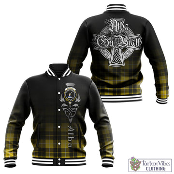 Barclay Dress Modern Tartan Baseball Jacket Featuring Alba Gu Brath Family Crest Celtic Inspired