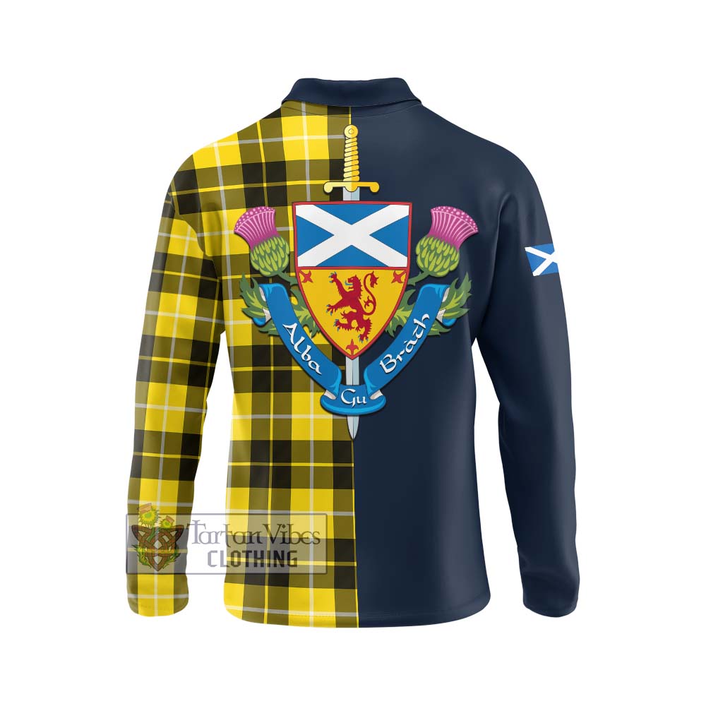 Tartan Vibes Clothing Barclay Dress Modern Tartan Long Sleeve Polo Shirt with Scottish Lion Royal Arm Half Style