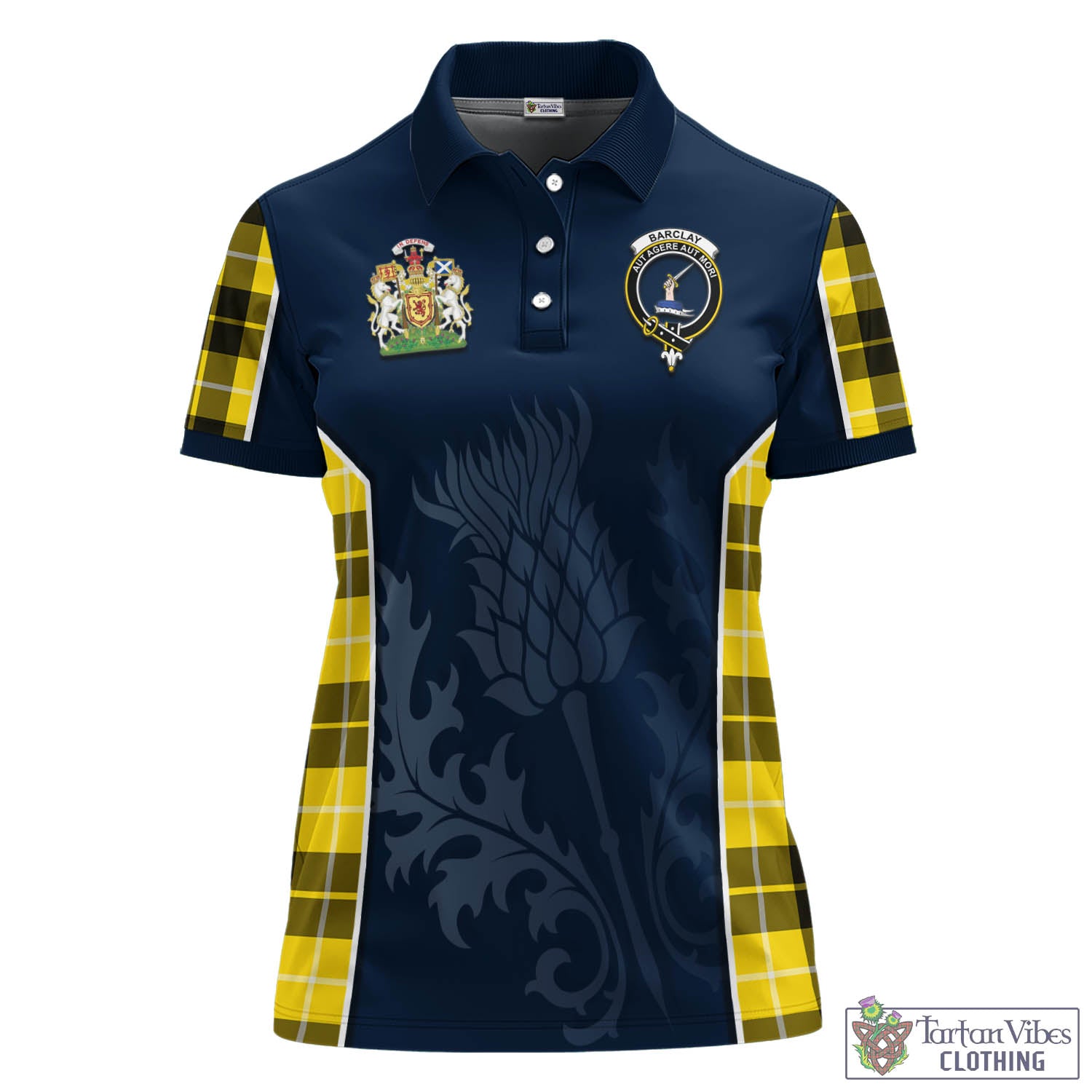 Tartan Vibes Clothing Barclay Dress Modern Tartan Women's Polo Shirt with Family Crest and Scottish Thistle Vibes Sport Style