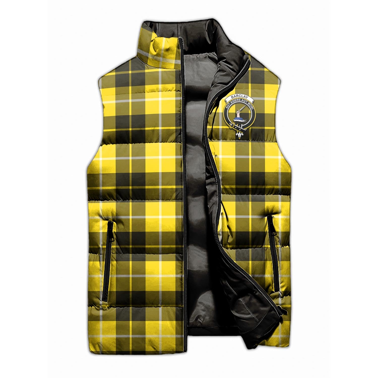 Barclay Dress Modern Tartan Sleeveless Puffer Jacket with Family Crest - Tartanvibesclothing