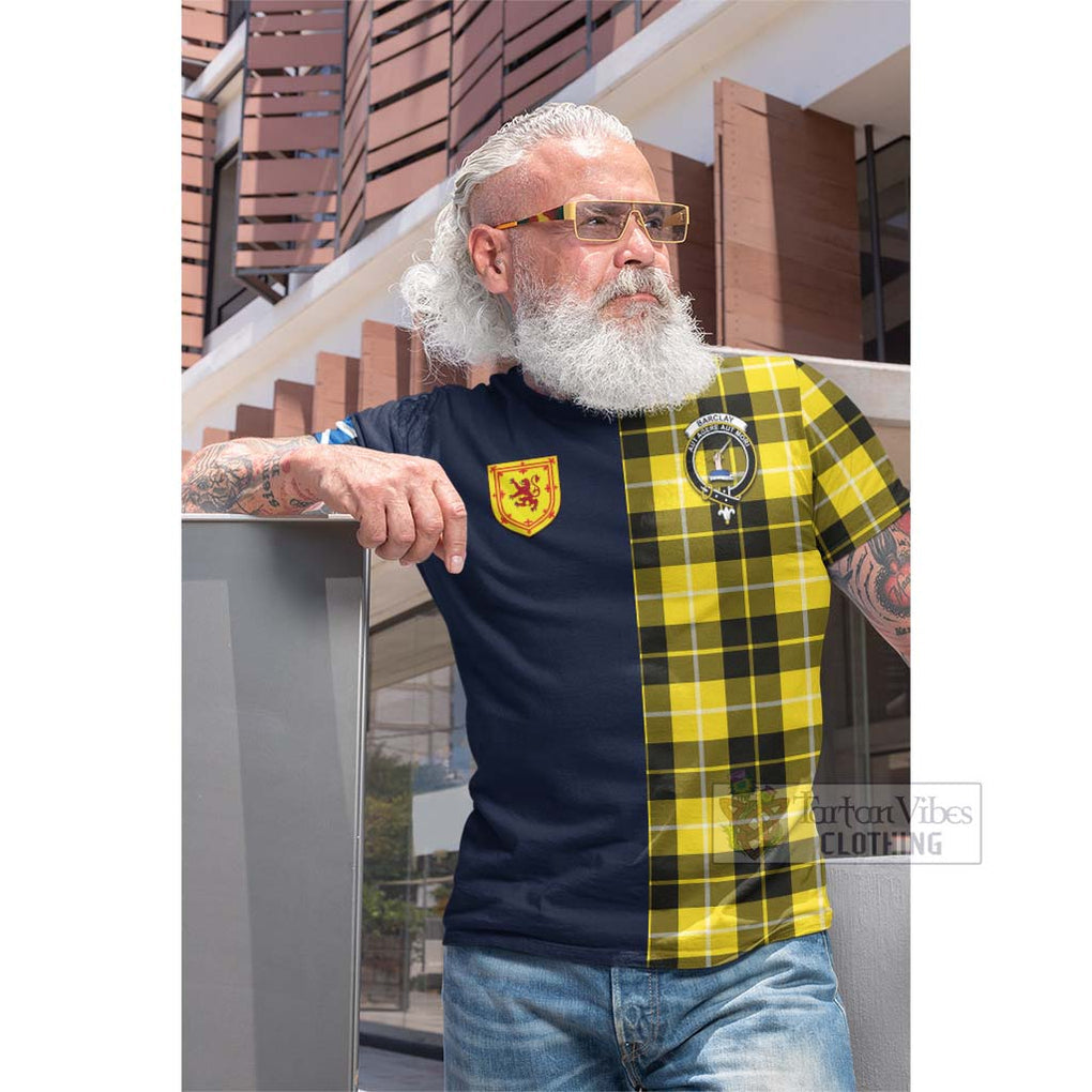 Tartan Vibes Clothing Barclay Dress Modern Tartan Cotton T-shirt with Scottish Lion Royal Arm Half Style