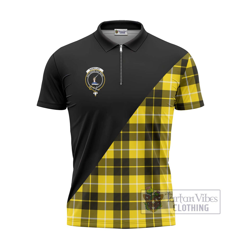 Barclay Dress Modern Tartan Zipper Polo Shirt with Family Crest and Military Logo Style - Tartanvibesclothing Shop