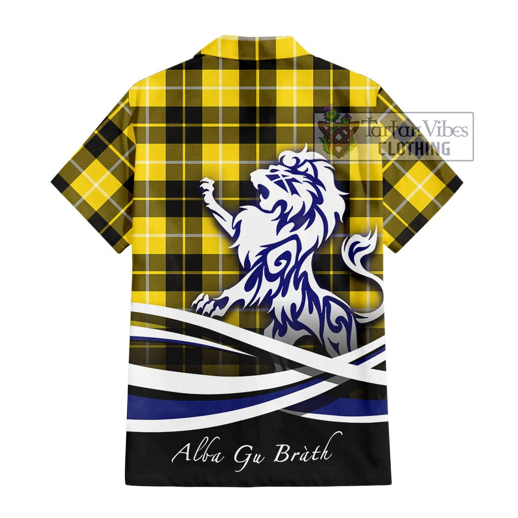 Barclay Dress Modern Tartan Short Sleeve Button Shirt with Alba Gu Brath Regal Lion Emblem - Tartanvibesclothing Shop