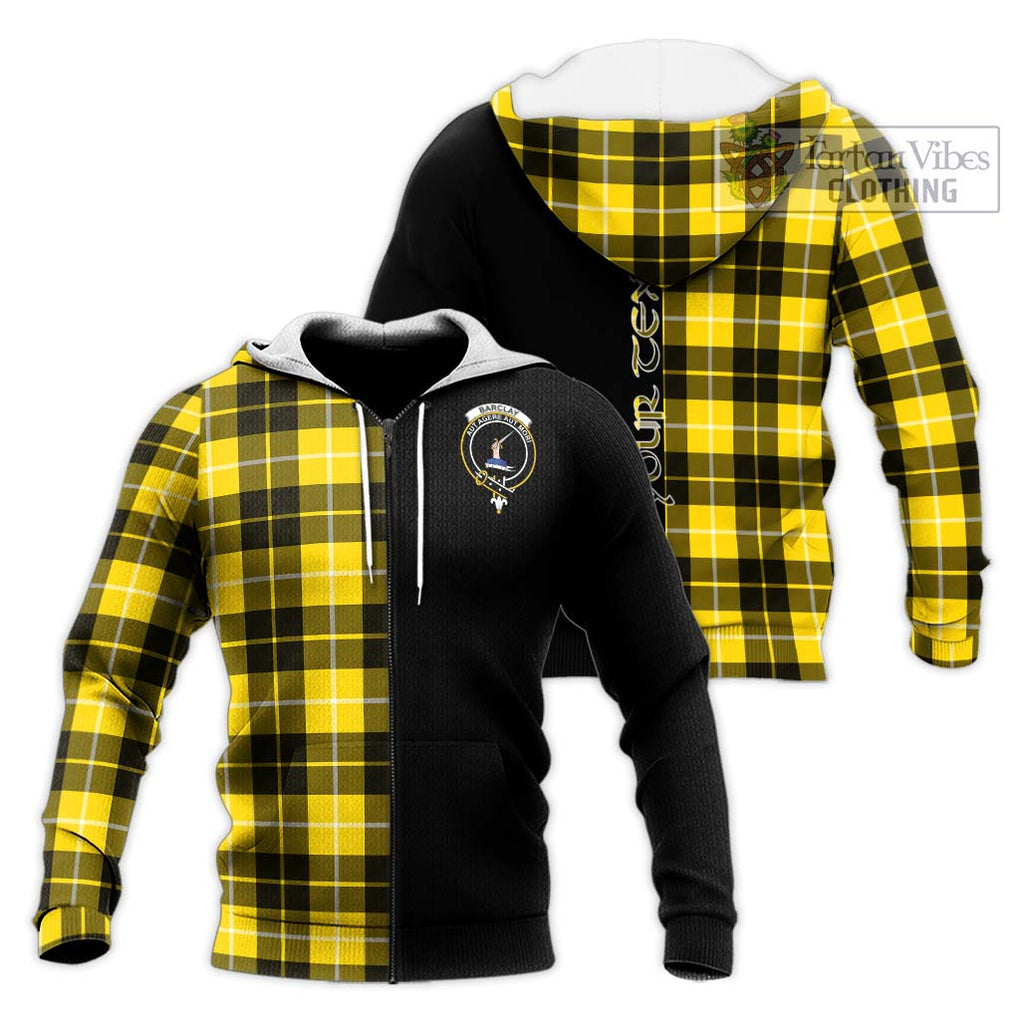 Barclay Dress Modern Tartan Knitted Hoodie with Family Crest and Half Of Me Style Unisex Knitted Zip Hoodie - Tartanvibesclothing Shop